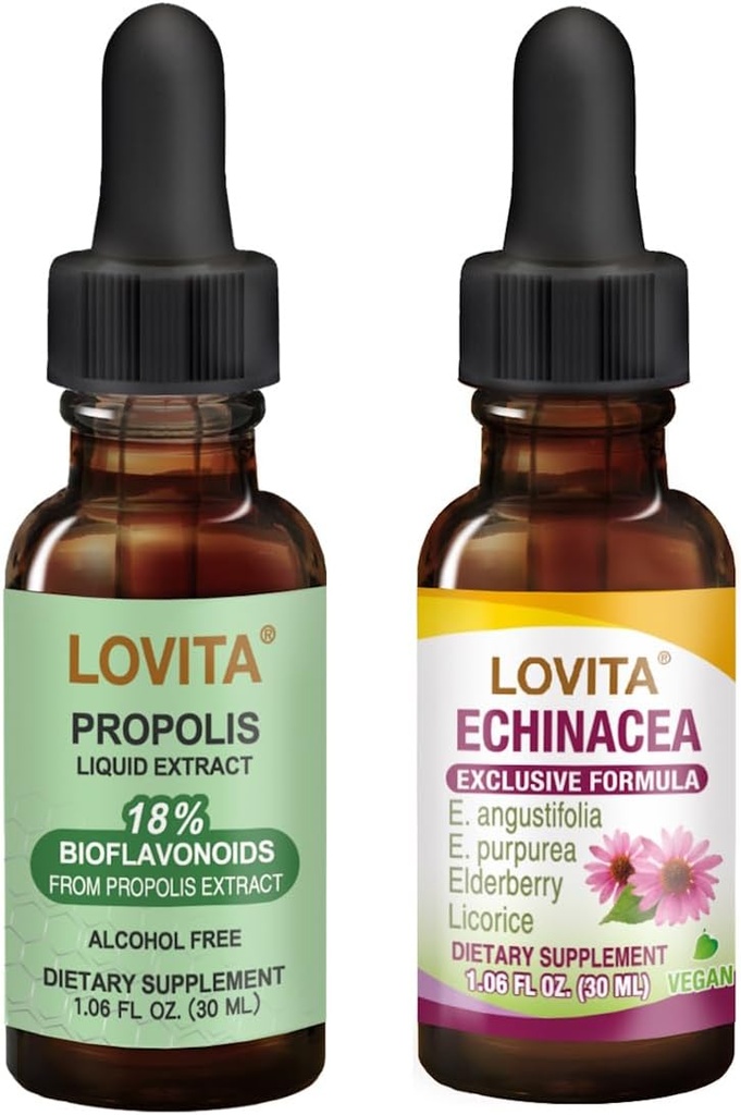Lovita 꿀벌 Propolis & Echinacea 액체 영양제 보충교재 뭉치