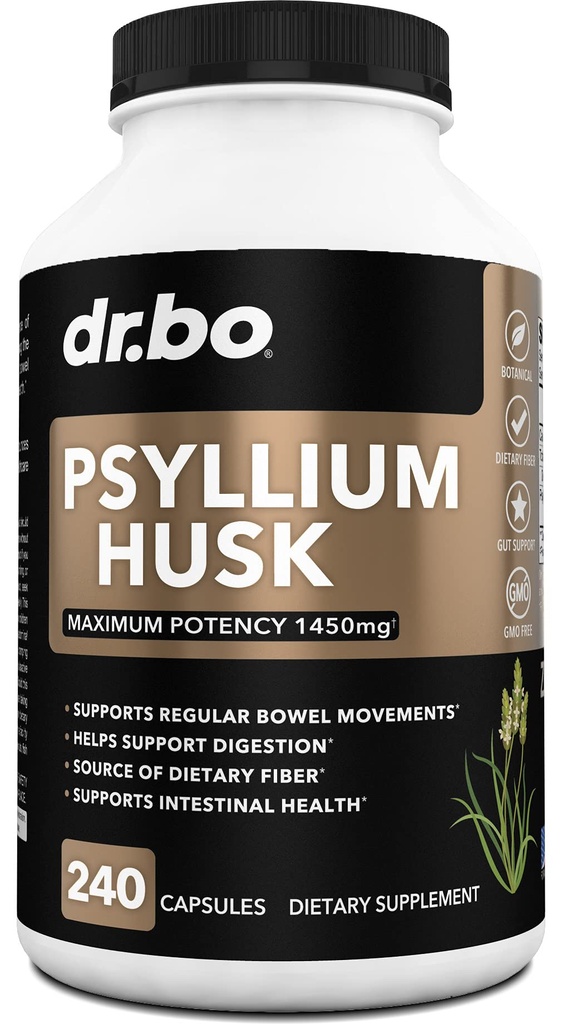 Psyllium Husk 캡슐 섬유 보충교재 - 성인을 위한 변비 구호를 위한 자연적인 분말 캡슐 - 영양 수용성 섬유 알약 & 매일 일정한 지원 - 대량씨 Husks 소화 보충교재