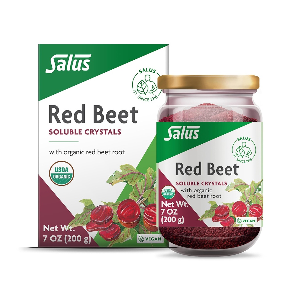 Salus Red Beet Crystals - 유기 영양 꿀벌 뿌리 분말 혼합 - 비타민 C, Folate, 마그네슘 및 칼륨과 슈퍼 푸드 분말 보충 - 7 oz