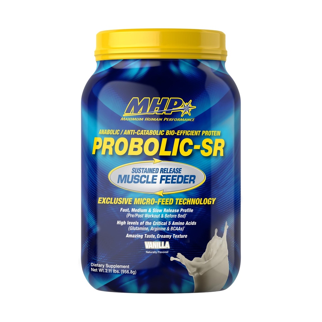 최대 인간적인 성과 Probolic SR에 의하여 중단되는 방출 단백질 분말, 24g 단백질, BCAAs, 글루타민, 아르기닌, 전 운동, 포스트 운동, 야간 단백질, 2lbs, 26의 서빙, 바닐라
