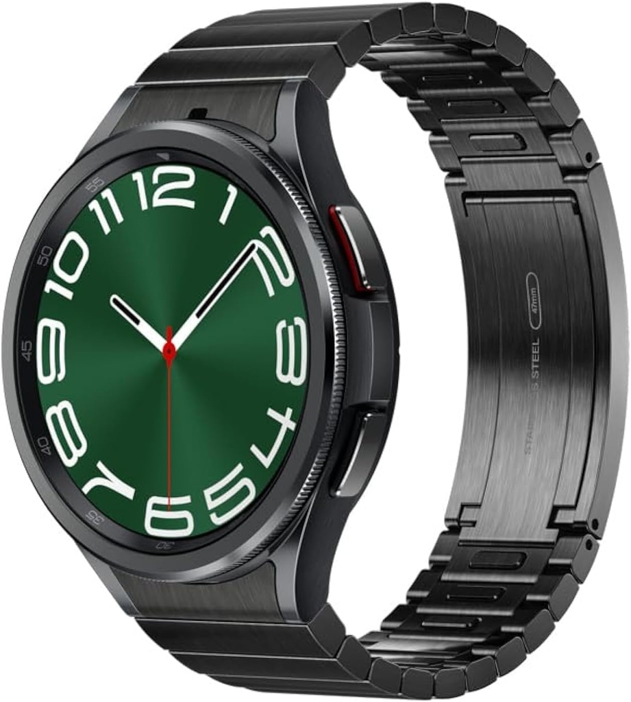 삼성 갤럭시 시계 6 스포크 에디션 47mm 독점 블루투스 스마트 워치, 건강, 피트니스, 수면, 심박수 추적기, 향상된 배터리, 사파이어 크리스탈 유리, 미국 버전, 링크 팔찌 밴드, 블랙