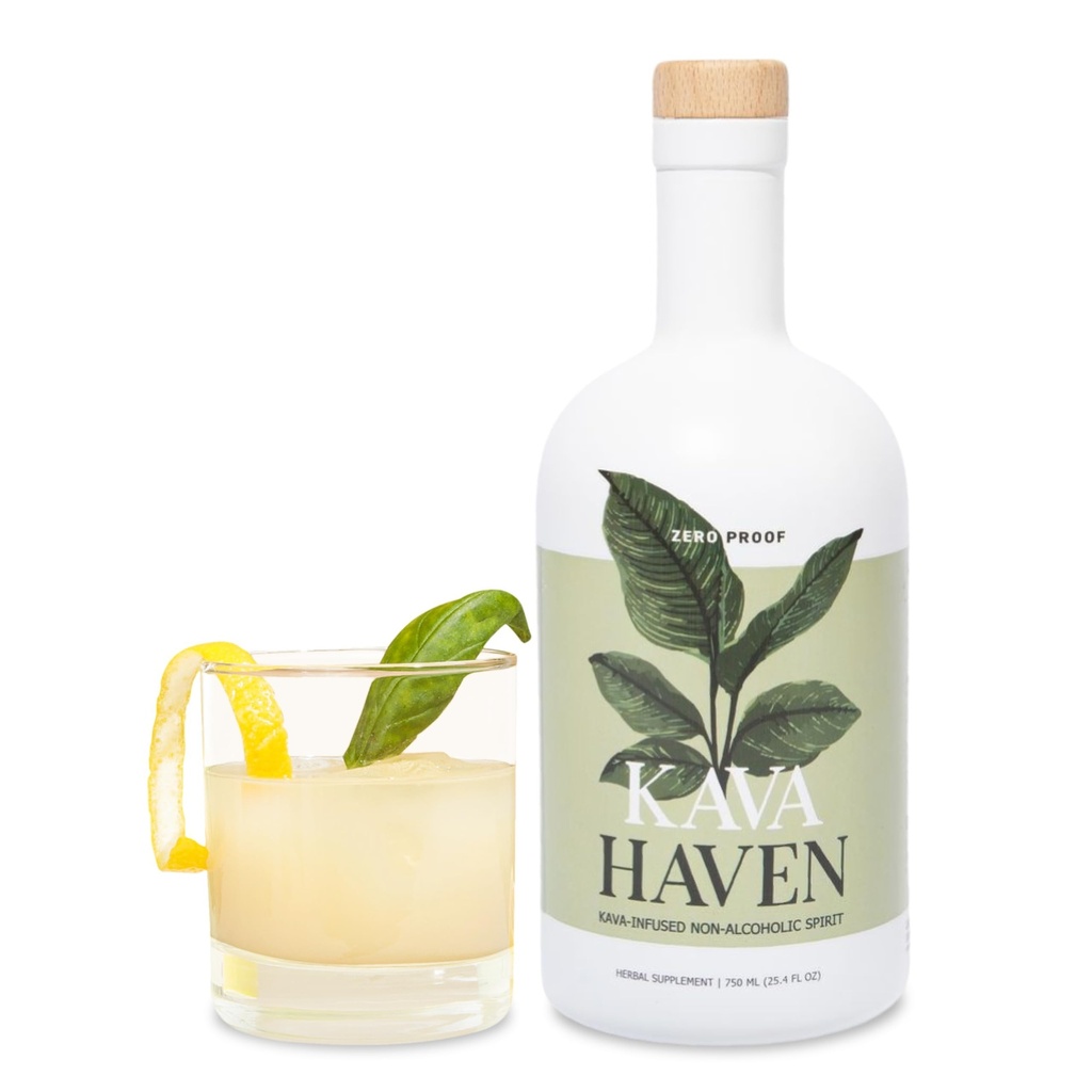 Kava Haven Non Alcoholic Spirit, 750mL Bottle | Kava Kava Drink | 믹스 드링크의 알코올 대체 정신 | 저칼리 | 모든 자연 | - 레몬 생강 (17 인분)