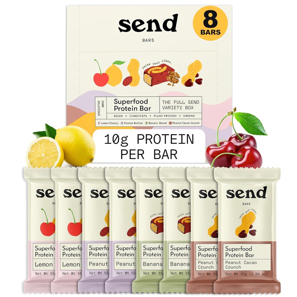 Bar Plant-Based Vegan Healthy Protein Bar, Greens (Variety Pack, 8 Bar) - 실제 재료 만, Zero Sugar 추가, 글루텐 프리, Dairy-Free