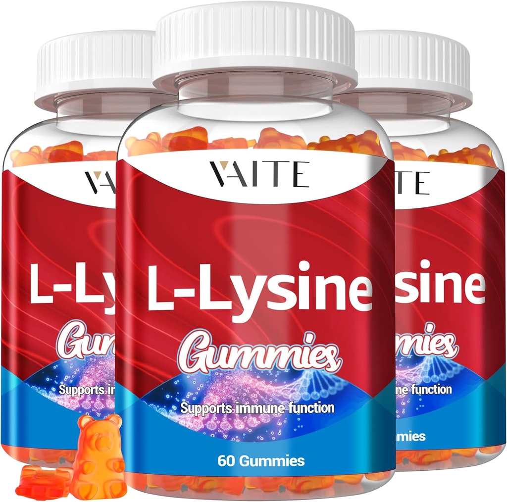 L-Lysine 1000mg Gummies - 지원 피부, 입술, Vegan, 글루텐, 성인, 비타민 조직 건강 & 면역 체계, 아미노산 비타민 보충교재 & 복잡한 보충교재 (3 팩)를 위한 60의 Chewable 리진