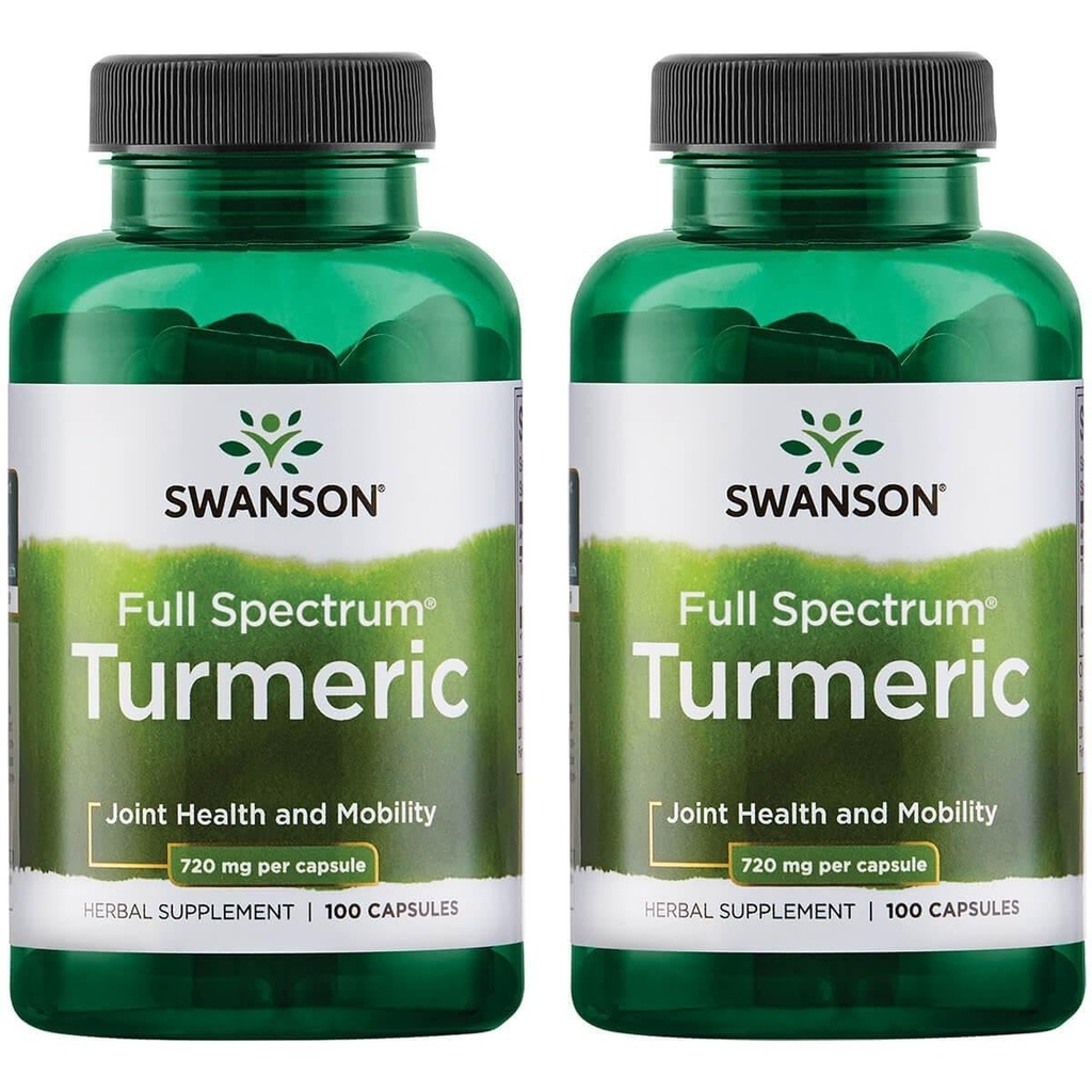 Swanson 프리미엄 브랜드 Turmeric Curcumin Antioxidant Joint Health Cardiovascular Liver Detox Mood 및 Memory Support Supplement Curcuma Longa (Rhizome) 1.44 그램 (1440 mg) 100 캡슐 (팩 2)