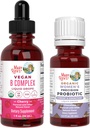 MaryRuth Organics Stress & Cognition Probiotic (Chocolate) for Women & B Complex Drops | USDA Organic, Clean Label Project Verified® | Relaxation, Metabolism, & Health의 비타민 | Vegan, 글루텐