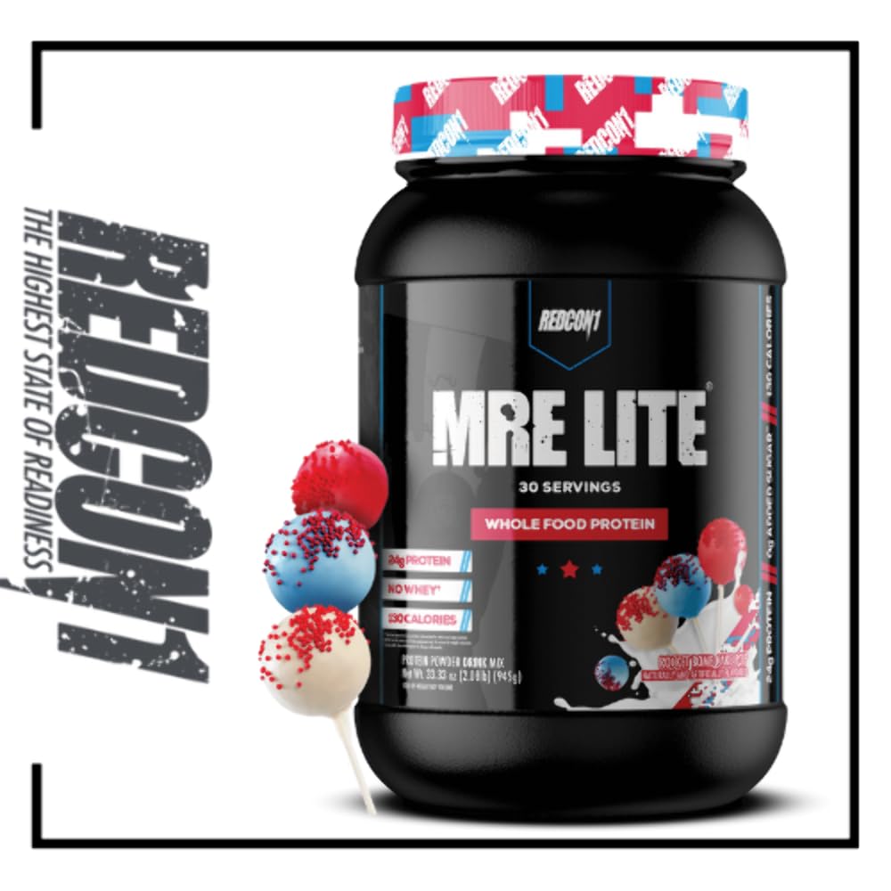 Redcon1 MRE Lite 전체 음식 저탄소 식사 보충 단백질 분말 - 로켓 폭탄 케이크 팝 (2.11 Lbs. / 30 서빙)