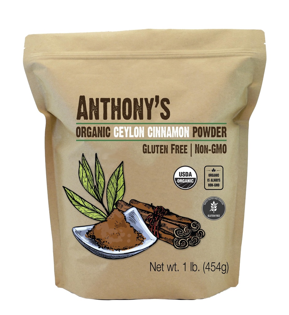 Anthony의 유기 Ceylon 계피 분말, 1 lb의 배경, 글루텐 자유로운, 비 Irradiated, 비 GMO, 친절한 Keto