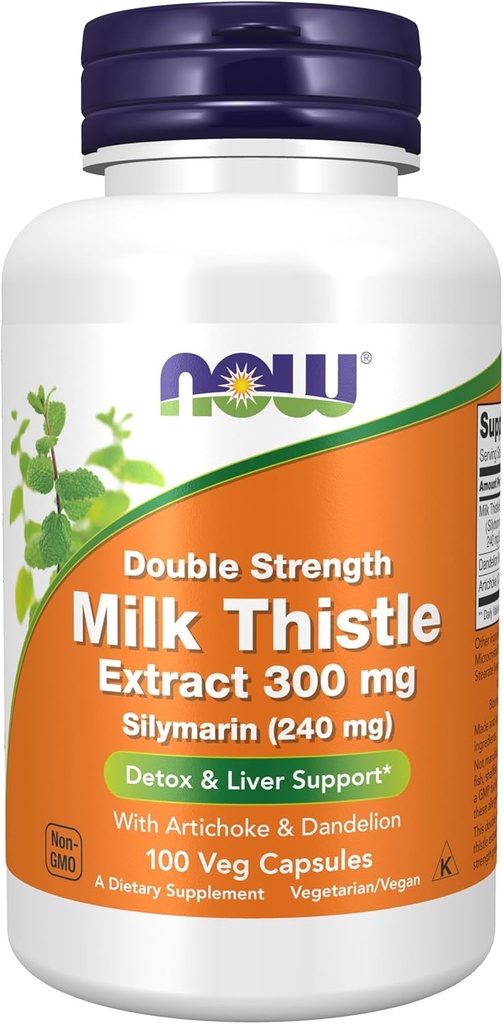 지금 음식은, Silymarin 우유 이틀 추출물 Artichoke와 Dandelion의 두 배 힘, 지원 Liver Function*, 100 Veg 캡슐을 가진 300 mg를 보충합니다