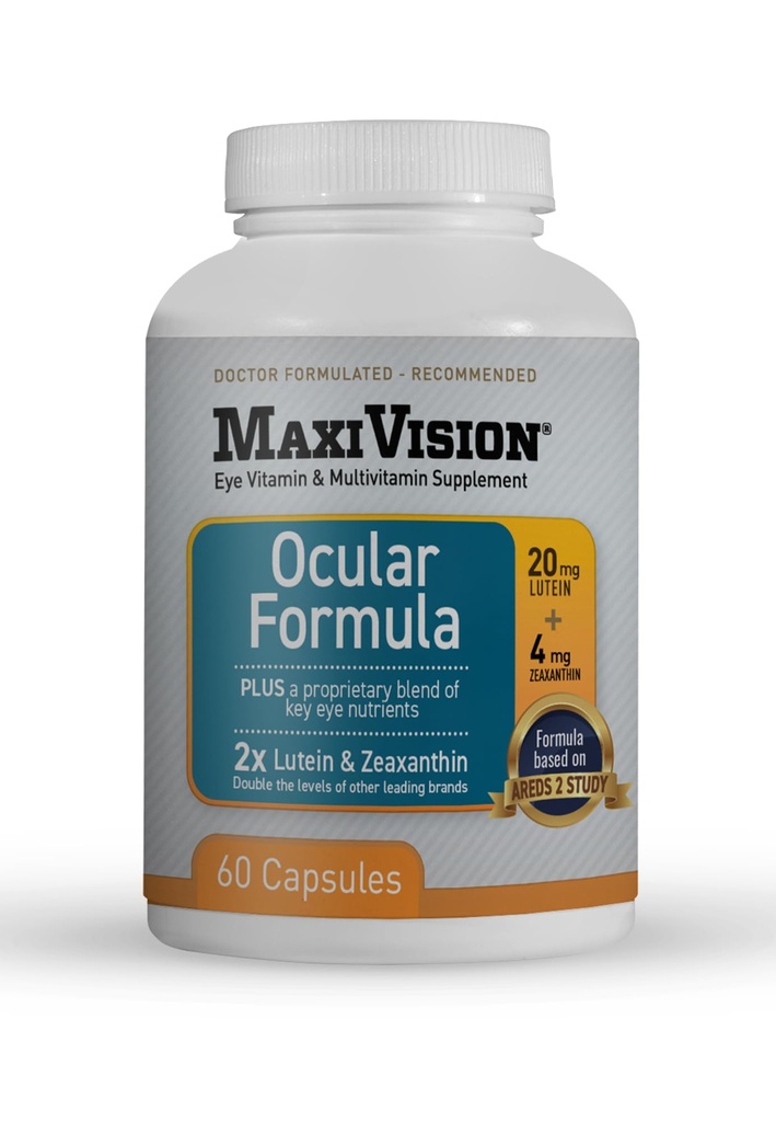 MaxiVision® Ocular 공식 - AREDS2 - 눈 비타민 & Multivitamin - 루틴과 Zeaxanthin - 1 병 (60 캡슐)