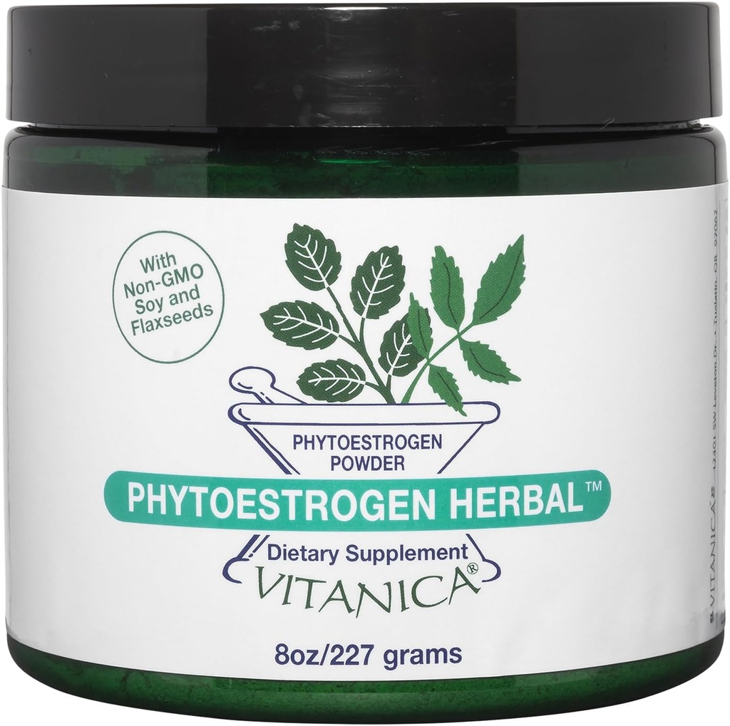 Vitanica Phytoestrogen 초본 비 GMO PMS의 여자, 호르몬 균형, 밤 땀 & 뜨거운 섬광 기복, 콩 Isoflavones, Vegan, 분말 8 Oz (Phytoestrogen 초본 직업적인 로고)를 위한 폐 기복 보충교재