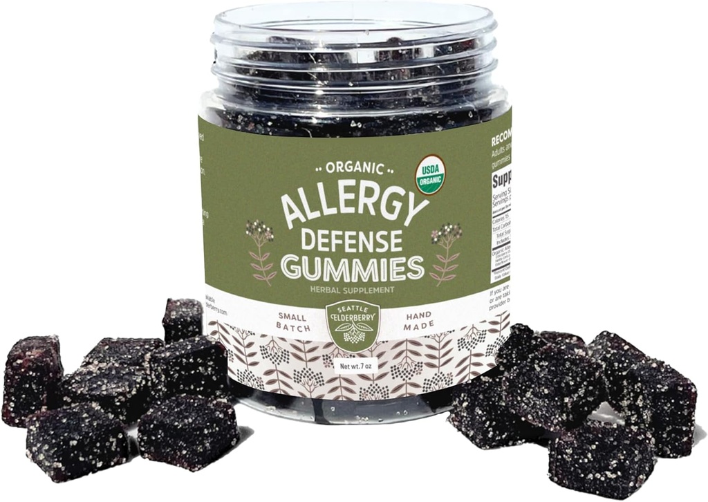 Allergy Defense Gummies – 맛있고, 글루텐 프리, 젤라틴 프리 허브 보충 포텐트 알레르기 혜택 미국에 작은 Batches의 유기 성분에서 만든 - 7oz
