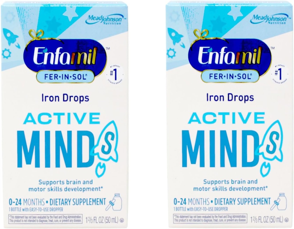 Enfamil Fer-in-Sol Iron Supplement Drops for Infants & Toddlers, 15 mg, 1.67 fl oz (50 ml) (팩 2)