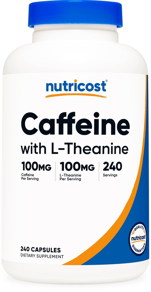 L-Theanine, 각 100mg, 240의 캡슐, 240의 서빙을 가진 Nutricost 카페인 - 비 GMO 및 글루텐 자유로운
