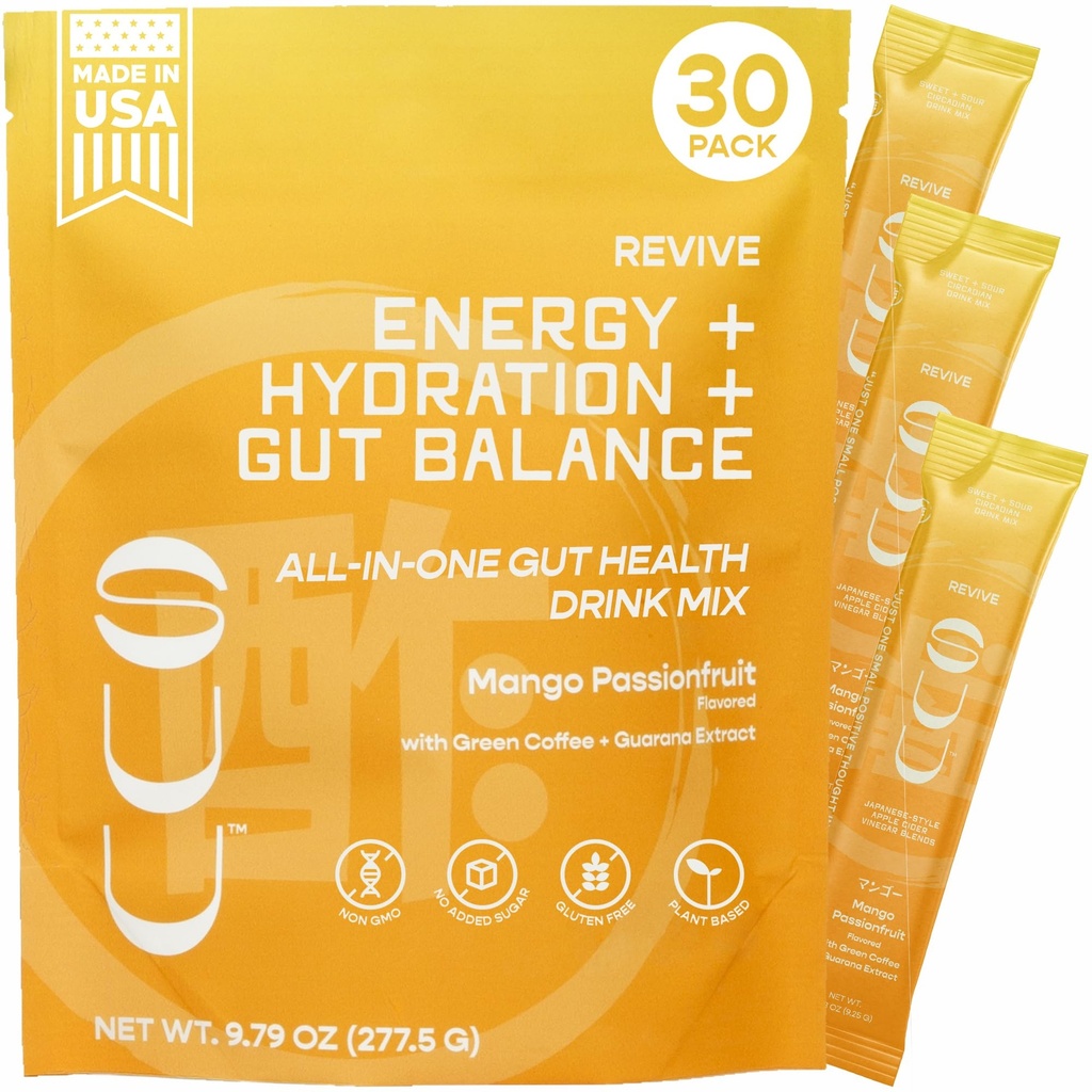 레비드 과트 건강 음료 믹스|Apple Cider Vinegar Prebiotics,Probiotics Gut Health for Women & Men|그린 커피, 가라나|디제이티브 건강, 에너지 및 해수 지원|Mango Passionfruit,30 서빙