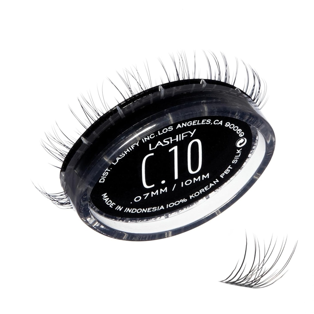 Lashify Curl 10mm Gossamer DIY 속눈썹 연장 보충물, 검정, 자연적 보기를 위한 쉬운 발진 속눈썹