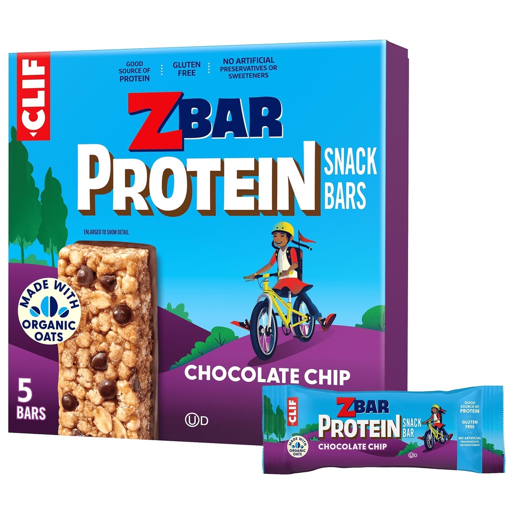 CLIF Kid Zbar Protein - 초콜릿 칩 - Crispy Whole Grain Snack Bar - 유기 귀리로 만든 - Non-GMO - 5g Protein - 1.27 oz. (5 팩)