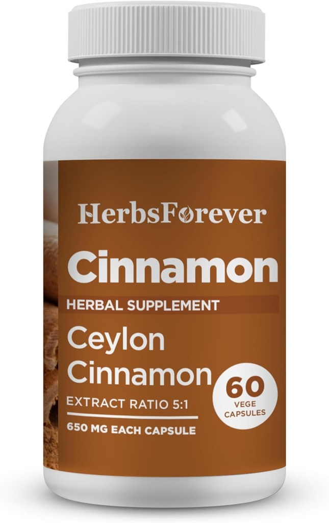 Herbsforever Ceylon Cinnamon 캡슐 전반적인 웰니스 지원 보충교재 높은 힘 800 Mg 추출물 60 Vege 캡슐