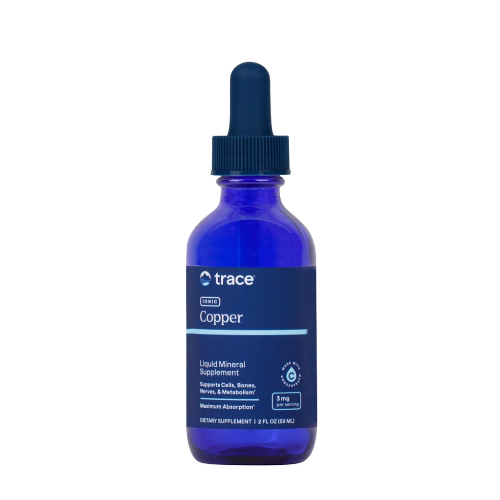 Trace Minerals Ionic Copper - 혈액 건강을위한 액체 구리 보충 - 건강한 연결 조직, Metabolism & Nerves 지원 - 2 fl oz (48 서빙)