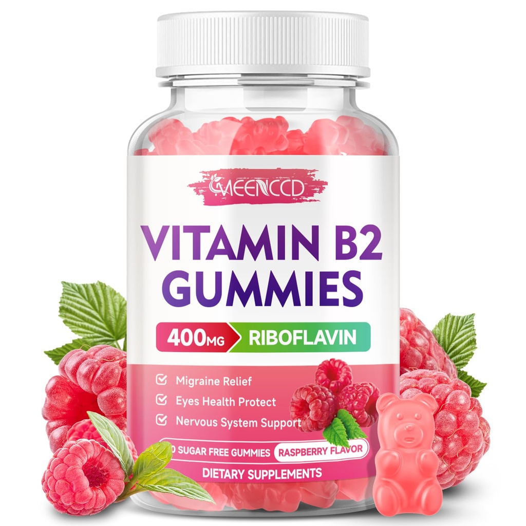 비타민 B2 Gummies Riboflavin 400mg는 아이 & 성인을 위한 마그네슘을 가진 보충교재, Migraine 기복 & 신경 체계 지원을 위한 B2 Gummies, Vegan, 설탕 자유로운, 라즈베리 풍미, 60 조사