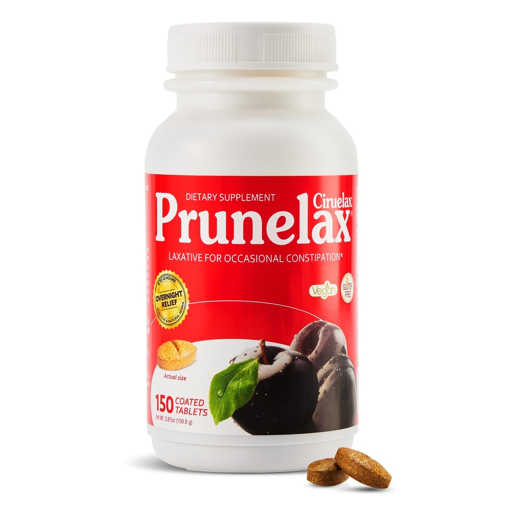Prunelax Ciruelax 정규적인 힘 Laxative 정제 - Occasional 변비를 위한 자연적인 본질, Senna 잎 추출물, 8-12 Hr 빠른 행동을 가진 Predictable Overnight 기복 - 150ct