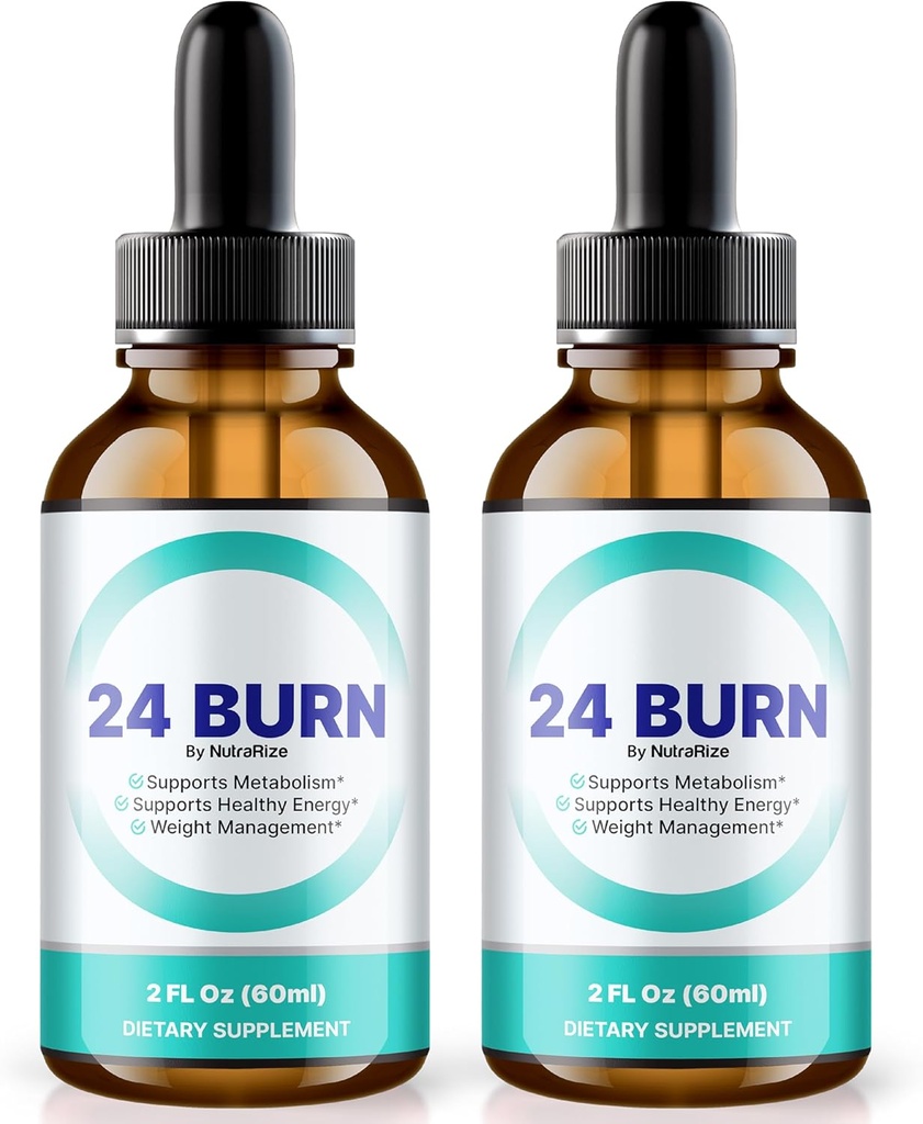NutraRize (Pack of 2 24 Burn Drops, All-Natural 24Burn Liquid Supplement, 건강하고 활동적인 라이프 스타일을 지원하는 공식 영양식, Gotas 리뷰 (60 인분)