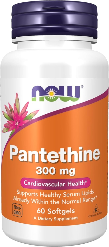 NOW 식품 보충제, Pantethine (Coenzyme A Precursor) 300 mg, 심혈관 건강 *, 60 Softgels