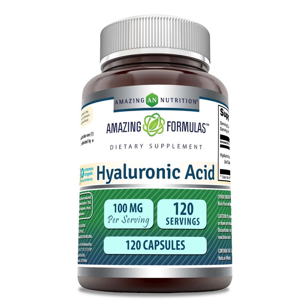 Amazing Formulas Hyaluronic Acid 100 Mg 보충 | 캡슐 | Non-GMO | 글루텐 프리 | 미국제 (1 팩 | 120 개)