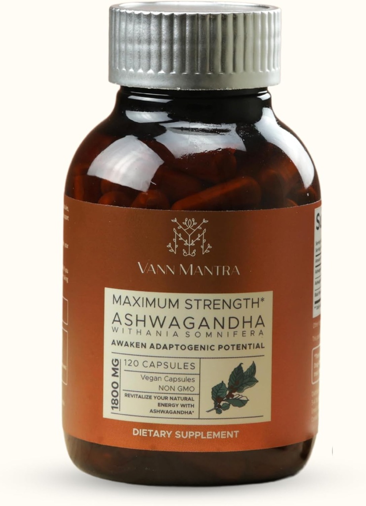 Ashwagandha 캡슐, 120 조사, 서빙 당 1800mg, 스트레스 완화 & 면역 지원 보충교재, 평화로운 & 균형 Routine, Vegan Ayurvedic 보충교재, 비 GMO