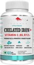 VIT.C를 가진 영원히 Chelated 철 Folic 산, probiotics와 더불어, VIT. B6, VIT.B9, VIT. B12- Veg 정제, 60