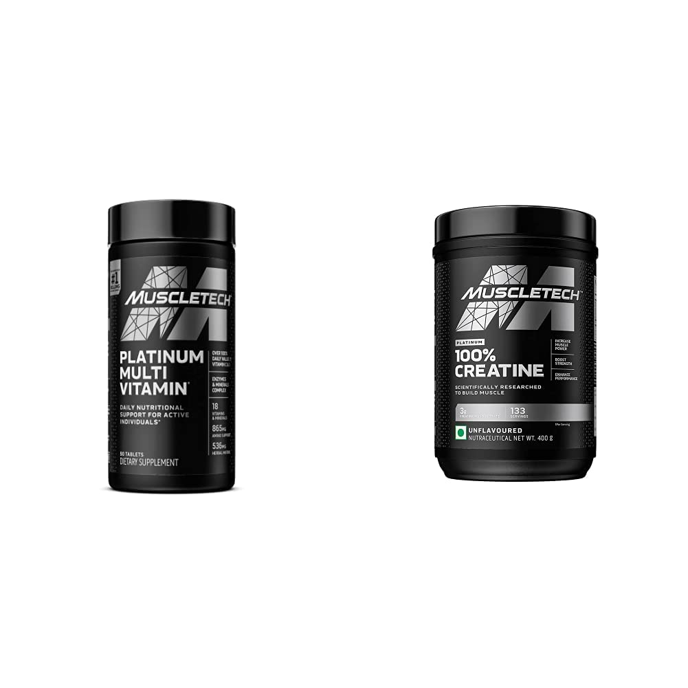 MuscleTech Creatine Monohydrate 분말 플래티넘 순수한 Micronized 근육 회복 + Immune 지원 18 비타민 & 무기물을 위한 구조상 & 플래티넘 Multivitamin