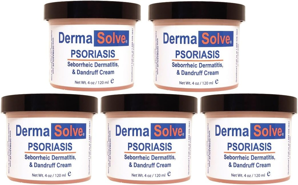Dermasolve Psoriasis, Seborrheic Dermatitis 및 Dandruff 크림은 Itchy 피부를 대우하기 위하여 공식화하고 소싱 습기를 공급 기복을 제공하기 위하여 미래 Flares를 방지합니다. (4.0 oz.) 5 팩