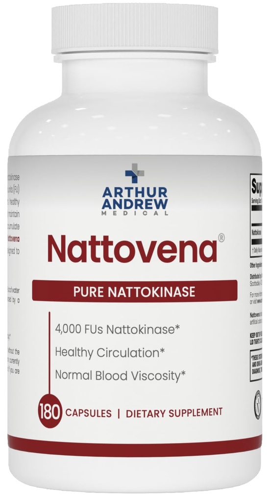Arthur Andrew 의학, Nattovena, 순수한 Nattokinase 보충교재, 캡슐, 180 당 두 배 힘 4,000 FUs