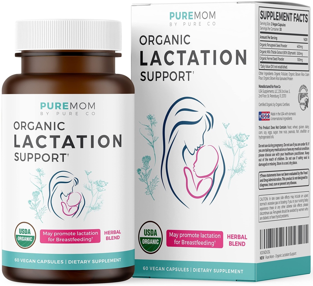 USDA 유기 Lactation 보충교재 - 초본 Breastfeeding 지원을 가진 증가 우유 공급 - 어머니를 위한 원조 - 유기: Fenugreek씨, Fennel & 우유 Thistle - 60 Vegan 캡슐 (약 또는 과자 없음)