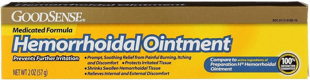 GoodSense Hemorrhoidal 연고, Phenylephrine HCl, Petrolatum, 무기물 기름, 굽기에서 기복, 치질 및 Hemorrhoids의 불편, 2개 Ounces