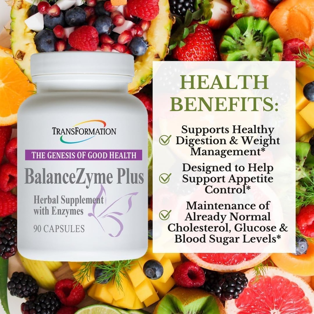 건강한 소화, Gut 건강, 90 캡슐에 대한 Garcinia Cambogia 및 Enzyme 혼합과 여성 및 남성을위한 좋은 건강 BalanceZyme Plus의 GENESIS를 전달