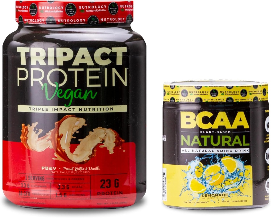 Vegan Protein Shakes, Peanut Butter Vanilla (20 서빙) BCAA 천연, 식물 기반 BCAA 분말, 레몬 맛 (30 서빙)