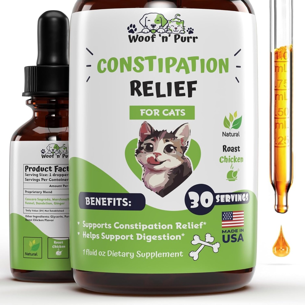 고양이 변비 완화 - 변비 및 차단 된 Bowels, 개선 Bowel 운동, & 훨씬 더 - 고양이 용 변비 완화 - 고양이 Laxative - 1 fl oz - 닭 맛 (2)