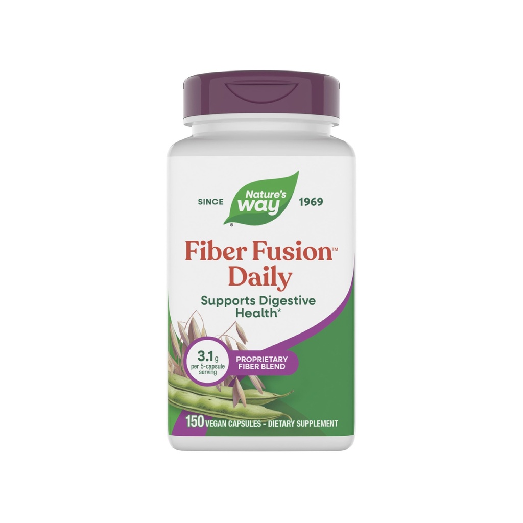 Nature's Way Fiber Fusion Daily, Oat Bran, Guar Gum, Pectin, Digestive Health Support*, Vegan, 150 캡슐 (Packaging May Vary)