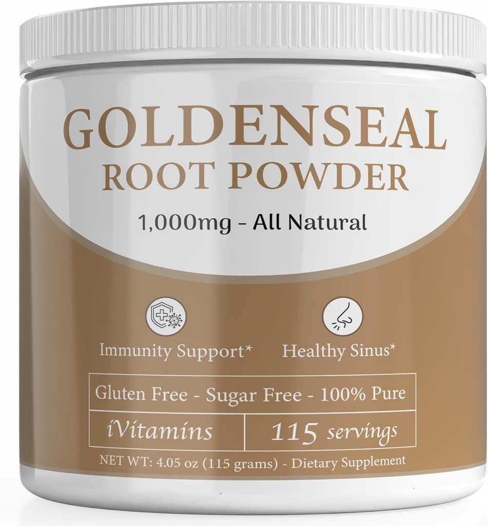 골든 씰 분말 - Sinus - Goldenseal - Echinacea Goldenseal - 골든 씰 - 골든 씰 - 골든 씰 - 골든 씰 뿌리 분말 유기 - 1000mg / 서빙 - 115 서빙