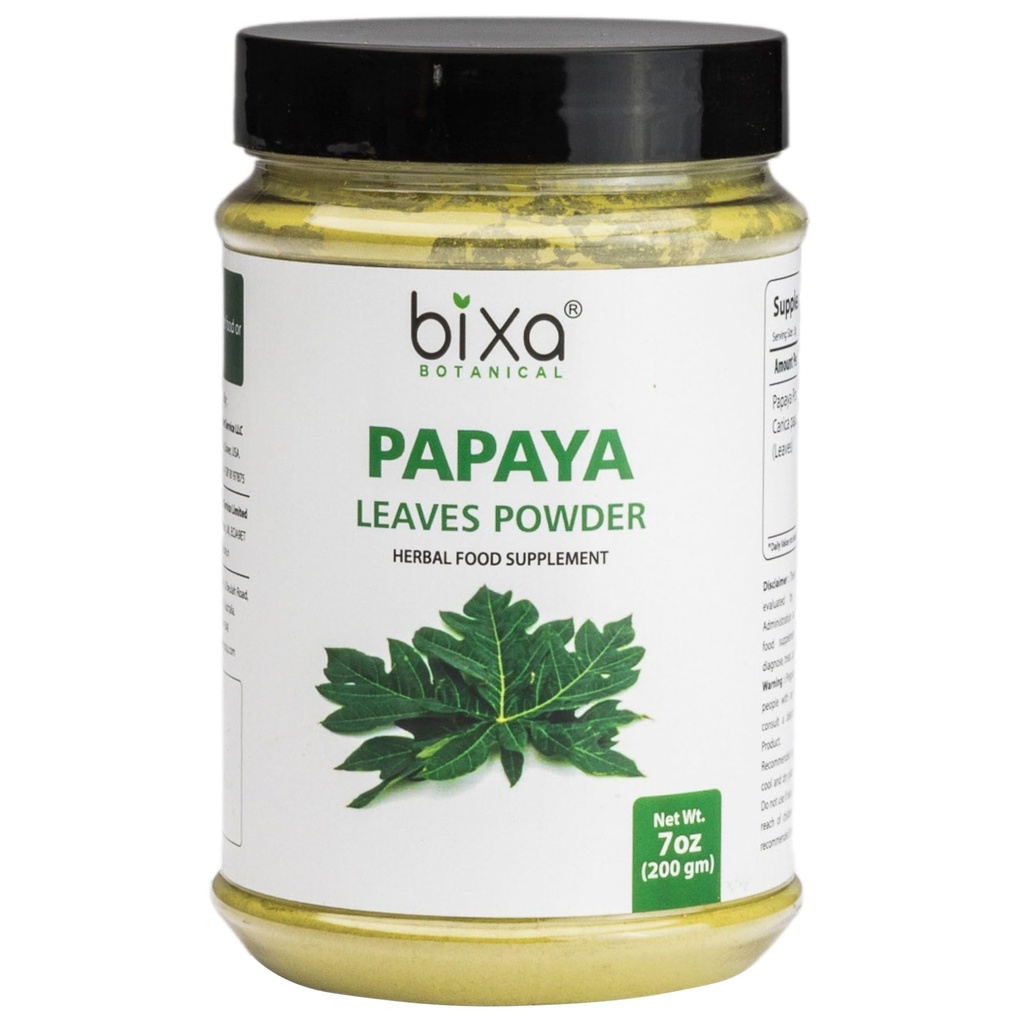 Bixa BOTANICAL Papaya 잎 분말 (Carica Papaya) | Ayurvedic 허브, 항산화제 | 초본 보충 (200g/7Oz)