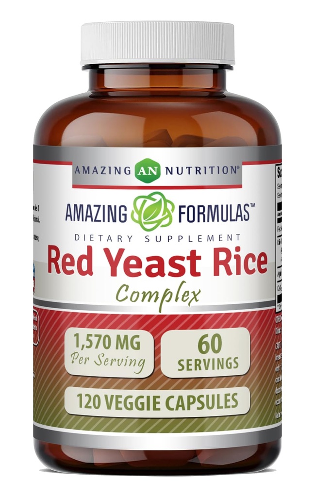 Amazing Formulas Red Yeast Rice Complex | 1570 Mg Per 서빙 | 120 Veggie Capsules | Alpha Lipoic Acid, CoQ10, Milk Thistle Extract | 미국산