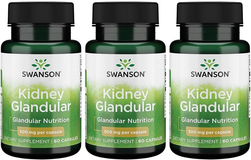 Swanson Kidney Glandular 500 mg 60 모자 3 팩