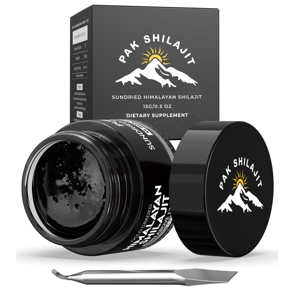 Pure Himalayan Shilajit Resin 45 Days Sun Dried & Gold Graded Shilajit above 17000FT | 정제 및 유기, 85 Plus Natural Minerals, Fulvic & Humic Acid for Men & Womens (15Gram)