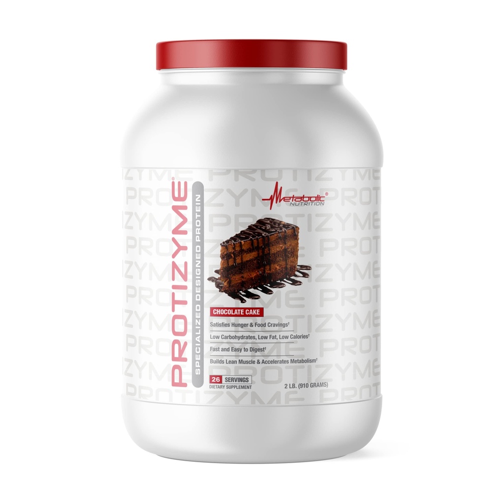 대사 영양 | Protizyme | 100 % Whey Protein Powder | 고단백, 저탄소, 소화 효소, 24 필수 비타민 및 미네랄이 함유 된 저지방 | 초콜릿 케이크, 2 파운드
