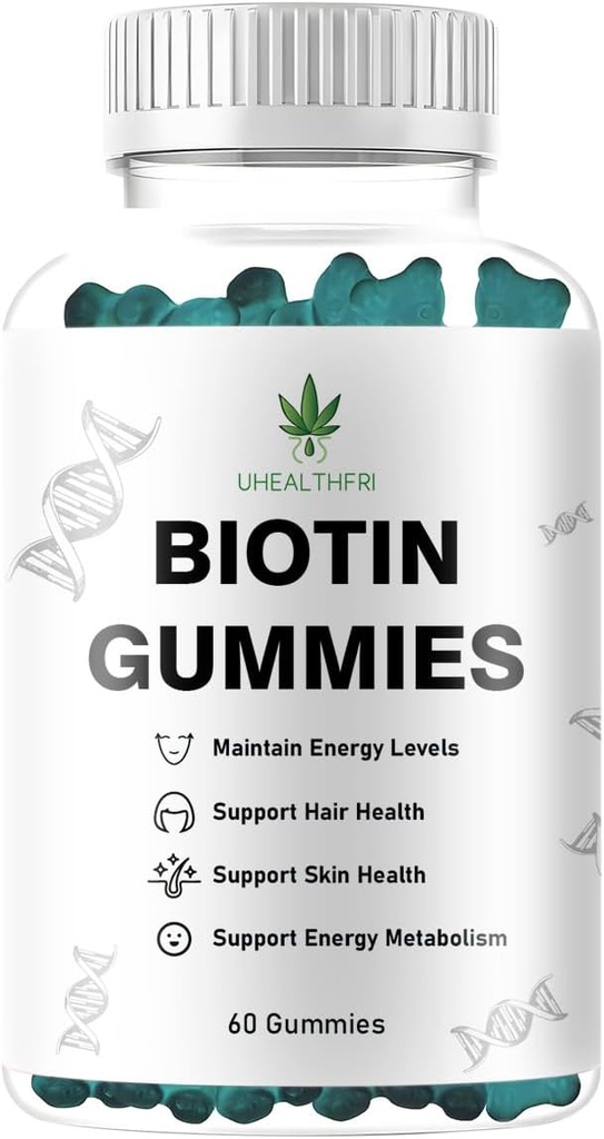 Biotin Gummies, 머리, 피부 및 손톱 Gummies - 건강한 모발 지원 - 여성 및 남성을위한 Vegan Biotin 비타민 (1)