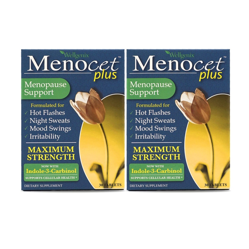 Wellgenix Menocet Plus Menopause 지원 - 올인원 Menopause 보충 - 매일 릴리프 Feminine 케어 - 핫 플래시, 나이트 땀, 무드 스윙 & Irritability - 30 정제 (패키지 2)