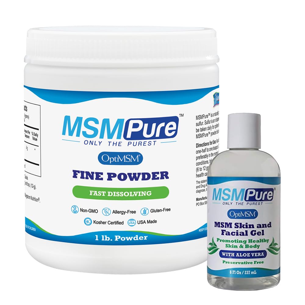 KALA HEALTH MSMPure MSM 유기 알로에 8oz 뭉치를 가진 정밀한 분말 1lb와 MSM 젤