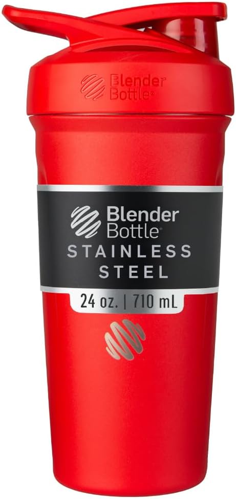BlenderBottle Strada 셰이커 컵은 철사 Whisk, 24Ounce, 빨강을 가진 스테인리스 물병을 격리했습니다