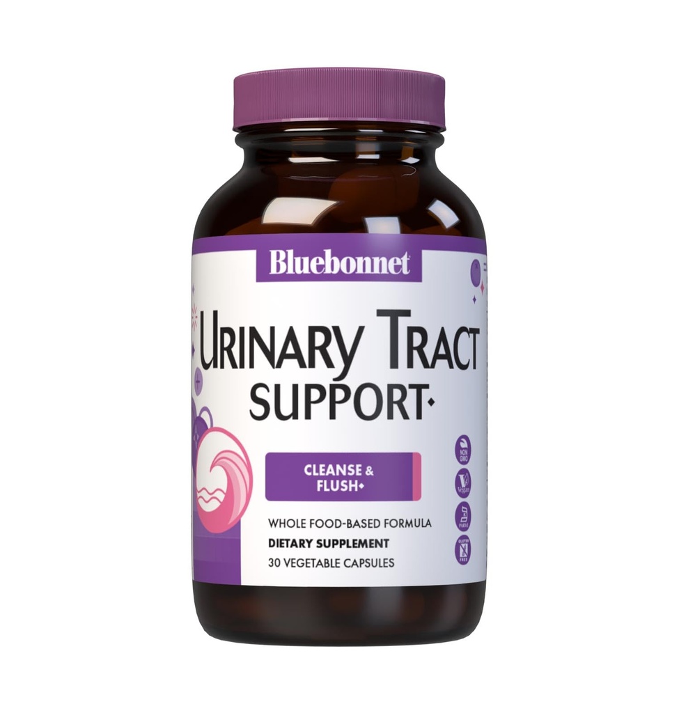 Bluebonnet Nutrition Urinary Tract Support, Cleanse & Flush*, Soy-Free, Gluten-Free, Kosher-Certified, Non-GMO, Dairy-Free, Vegan, 30 식물성 캡슐, 15 서빙